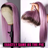 Ombre #4/Purple Straight Lace Front Wigs 100% Virgin Human Hair with Baby Hair