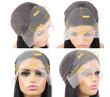 Natural Black/Ombre Blonde Deep Wave 13x4 Lace Front Wigs with Baby Hair