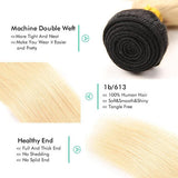 Ombre 1B/613 Blonde Straight 4x4 Closure with 3 PCS Top Quality Bundles