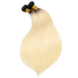 Ombre 1B/613 Blonde Straight 4x4 Closure with 3 PCS Top Quality Bundles