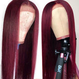 Vibrant Burgundy Lustrous Silky Straight Lace Frontal Wig
