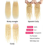 613 Blonde 4X4 Transparent Lace Closure