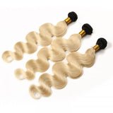 Ombre 1B/613 Blonde Body Wave 5x5 Closure with 3 PCS Brazilian Bundles