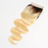Ombre 1B/613 Blonde Body Wave 5x5 Closure with 3 PCS Brazilian Bundles