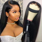 13*6 Lace Gleaming Natural Black Silky Straight Lace Frontal Wigs