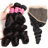 Brazilian Loose Wave 13x4 Ear to Ear Lace Frontal with 3 PCS Top Quality Bundles