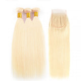 Brazilian 613 Blonde Straight 4x4 Closure with 3 PCS Top Quality Bundles