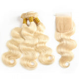 Brazilian 613 Blonde Body Wave 4x4 Closure with 3 PCS Top Quality Bundles