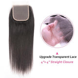 Straight 3pcs Bundles with 4x4 Closure Remy Human Hair Weave with Closure