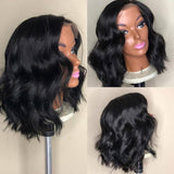 Short Bob Wave Virgin Human Hair 200% Density Transparent Lace Front Wigs