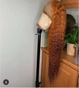 Orange Curly Hair Lace Front Wigs 100% Virgin Human Hair Warm Orange Wigs