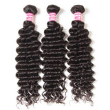 Brazilian Remy Hair Deep Wave 4x4 Closure with 3 PCS Top Quality Bundles