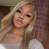 Long Silk Straight #27B Virgin Hair 180% Density 13x4 Transparent Lace Front Wigs