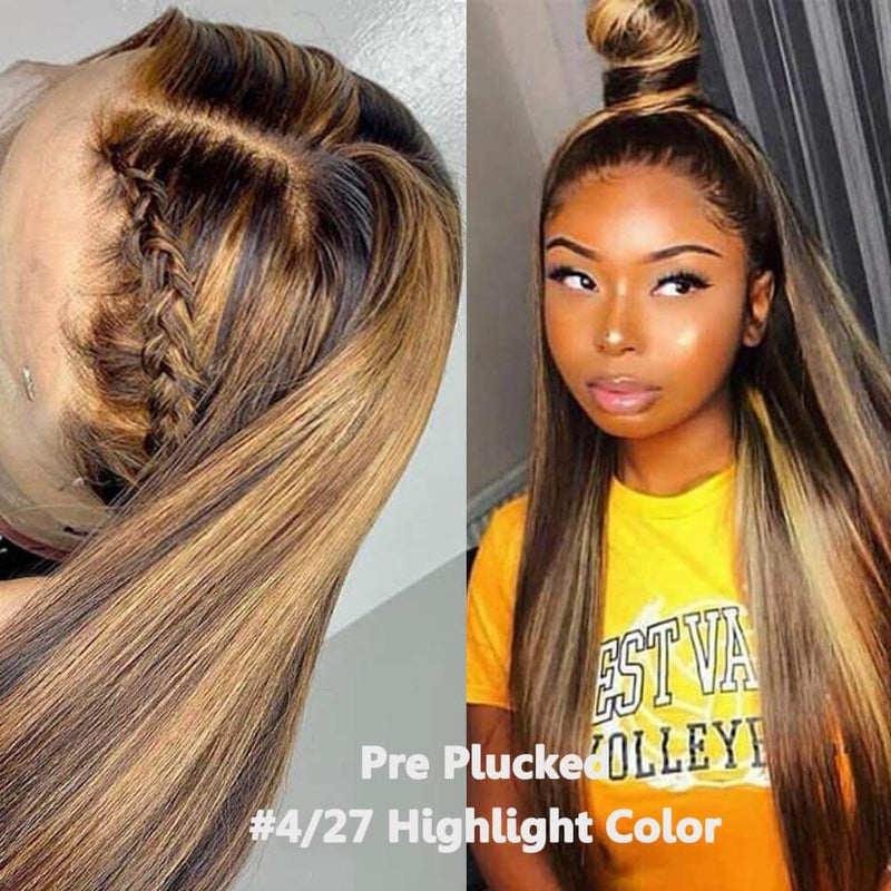 #4/27 Highlight Straight Lace Front Wigs 12A Virgin Human Hair Wigs