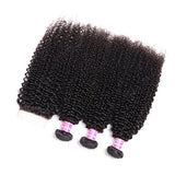 Kinky Curly 3pcs Bundles with 4x4 Closure Remy Human Hair Weave with Closure