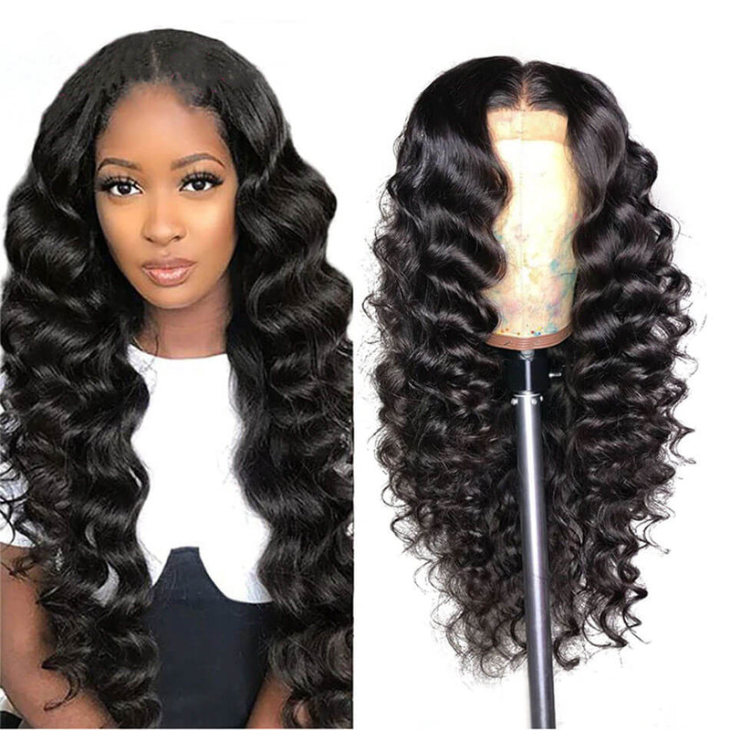 Loose Wave Remy Hair 200% Density Transparent Lace Front Human Hair Wigs