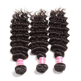 Brazilian Remy Hair Deep Wave 4x4 Closure with 3 PCS Top Quality Bundles