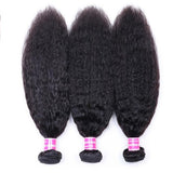 Kinky Straight 3pcs Bundles with 4x4 Closure Remy Human Hair Weave with Closure