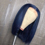 Dark Blue Straight Bob Lace Front Wigs 100% Virgin Human Hair Wigs