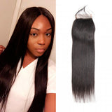 Peruvian Straight Virgin Hair 4x4 Transparent Lace Closure