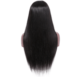 Straight Long Silk Virgin Hair Transparent Lace Front Wigs with Bangs