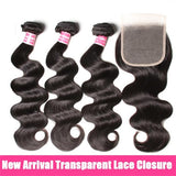 Body Wave 3pcs Bundles with 4x4 Closure Remy Human Hair Weave with Closure