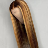 Classic Straight Highlight 180% Density Lace Front Wigs 100% Virgin Human Hair