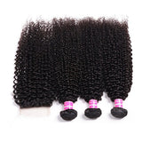 Kinky Curly 3pcs Bundles with 4x4 Closure Remy Human Hair Weave with Closure