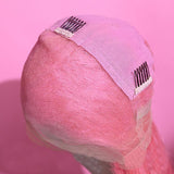 Ombre Pink Straight Transparent Lace Front Wigs 12A Virgin Human Hair