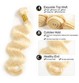 Brazilian 613 Blonde Body Wave 4x4 Closure with 3 PCS Top Quality Bundles