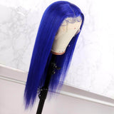 Straight Blue Lace Front Wigs 100% Virgin Human Hair with Baby Hair