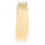 613 Blonde Straight Virgin Hair 4x4 Transparent Lace Closure