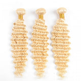613 Blonde Deep Wave 5x5 Closure with 3 PCS Brazilian Remy Hair Bundles