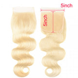 High Quality 613 Blonde 5x5 Body Wave Closure with 3 PCS Brazilian Bundles
