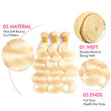 High Quality 613 Blonde 5x5 Body Wave Closure with 3 PCS Brazilian Bundles