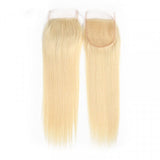 613 Blonde Straight Virgin Hair 4x4 Transparent Lace Closure