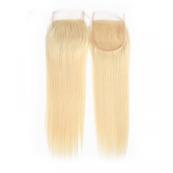613 Blonde Straight Virgin Hair 4x4 Transparent Lace Closure
