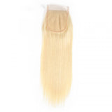 613 Blonde Straight Virgin Hair 4x4 Transparent Lace Closure