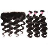 Body Wave 3pcs Bundles with 13x4 Frontal Remy Human Hair Weave with Frontal