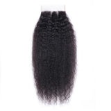 Kinky Straight 3pcs Bundles with 4x4 Closure Remy Human Hair Weave with Closure