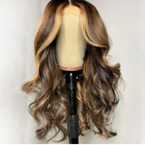 Goddess-like Honey Highlights Brown Body Wave Lace Frontal Wig