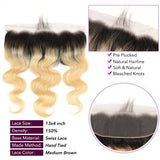 Ombre 1B/613 Blonde Body Wave 13x4 Lace Frontal with 3 PCS Top Quality Bundles