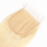 613 Blonde Straight Virgin Hair 4x4 Transparent Lace Closure