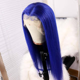 Straight Blue Lace Front Wigs 100% Virgin Human Hair with Baby Hair
