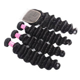Remy Hair Loose Deep Wave 4x4 Closure with 3 PCS Top Quality Bundles