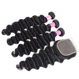 Remy Hair Loose Deep Wave 4x4 Closure with 3 PCS Top Quality Bundles