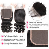 Brazilian Loose Wave 5x5 Lace Closure Free Part Virgin Hair