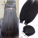 Cardinahair Kinky Straight Tape In Human Hair Extensions Skin Weft Hair Extensions