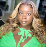 Goddess-like Honey Highlights Brown Body Wave Lace Frontal Wig