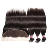 Straight 3pcs Bundles with 13x4 Frontal Remy Human Hair Weave with Frontal